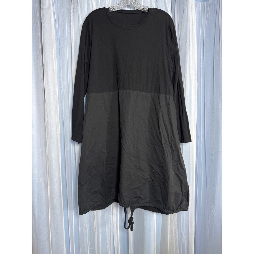Tunic Dress Womens XL LL-1908 Black Mixed Media Drawstring EUC